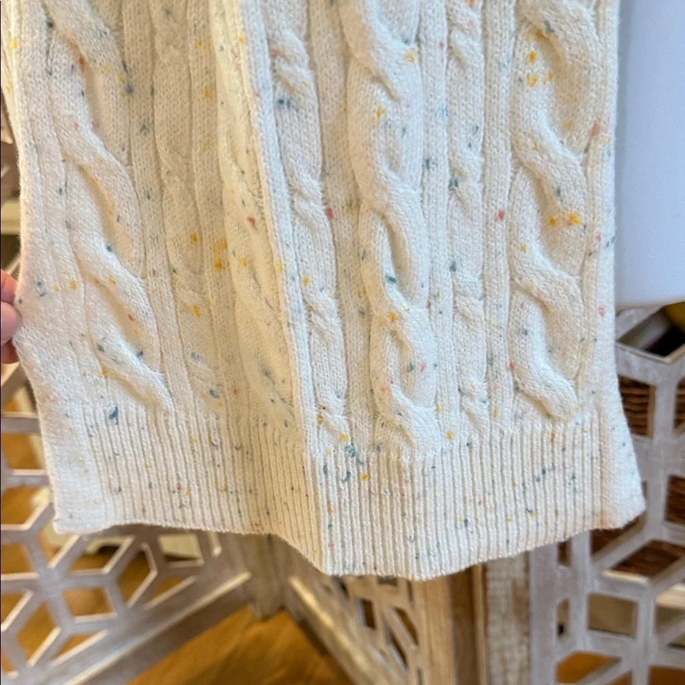 Talbots Funfetti Confetti Cream Cable Knit Scarf